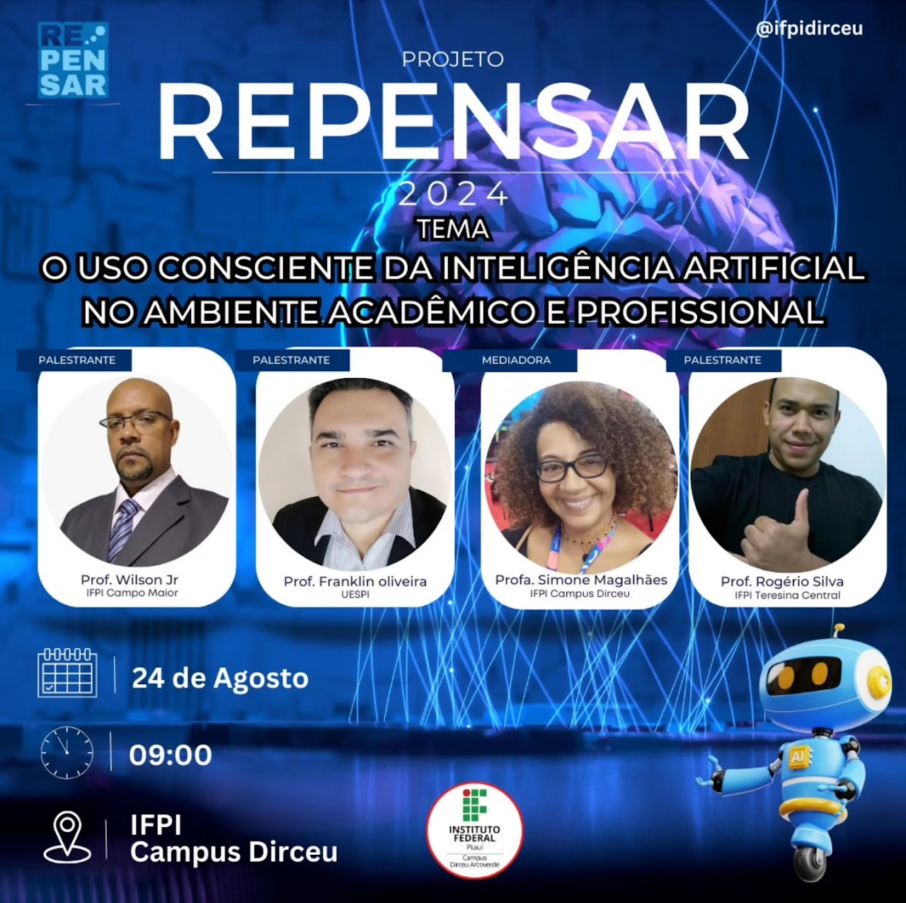 Roda de conversa sobre Inteligência Artificial com estudantes do IFPI