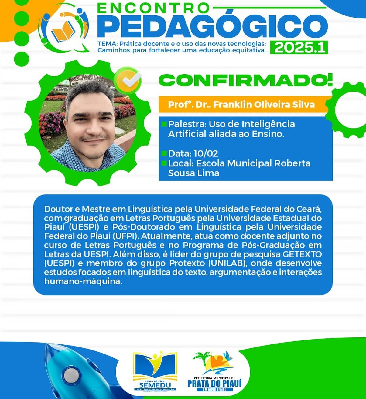 Palestra sobre uso da Inteligência Artificial no ensino em Prata do Piauí