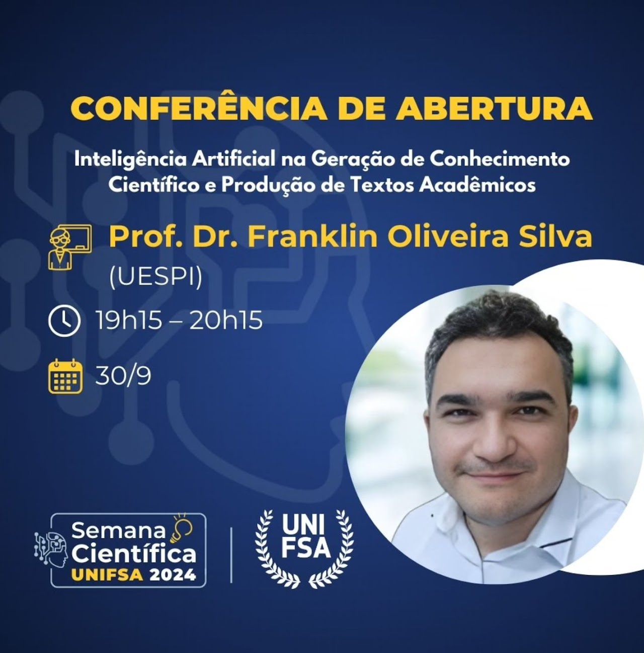 Conferência sobre Inteligência Artificial e Produção de Textos na Semana Científica UNIFSA 2024